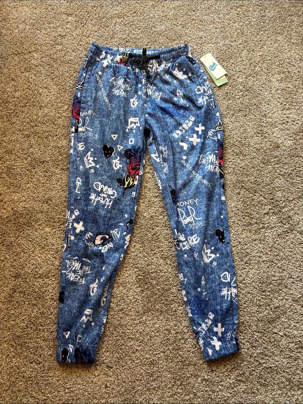 Fresh Prints of Bel-Air Hustle & Grind Drawstring Joggers Medium NWT